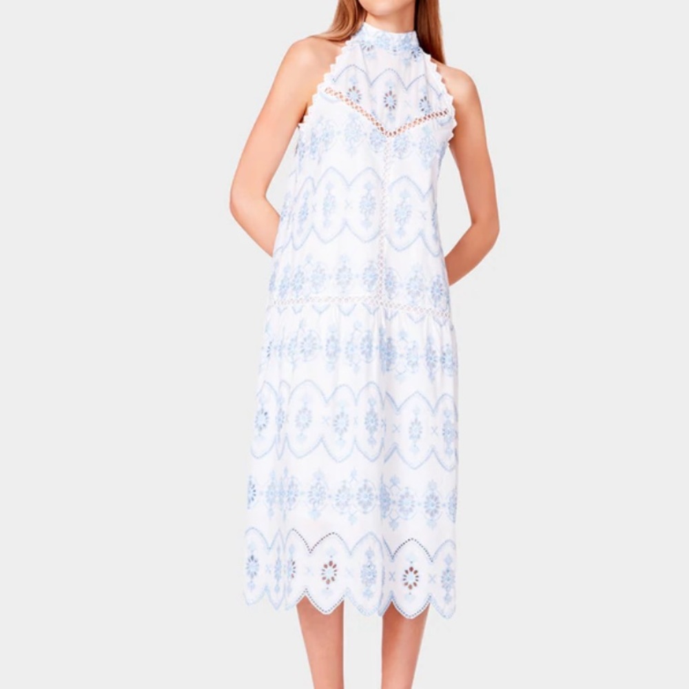 Betsey Johnson Cotton Eyelet Mock Neck Dress Size 6